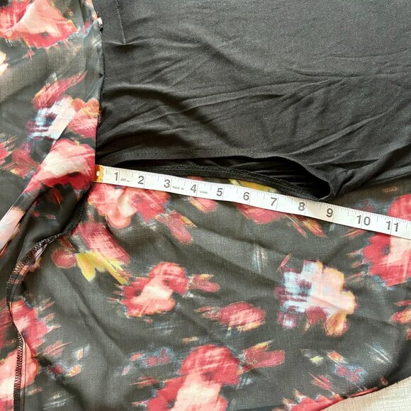 AB Studio Womens Boho Floral Print Layered Chiffon Blouse Top Size L - Picture 9 of 10